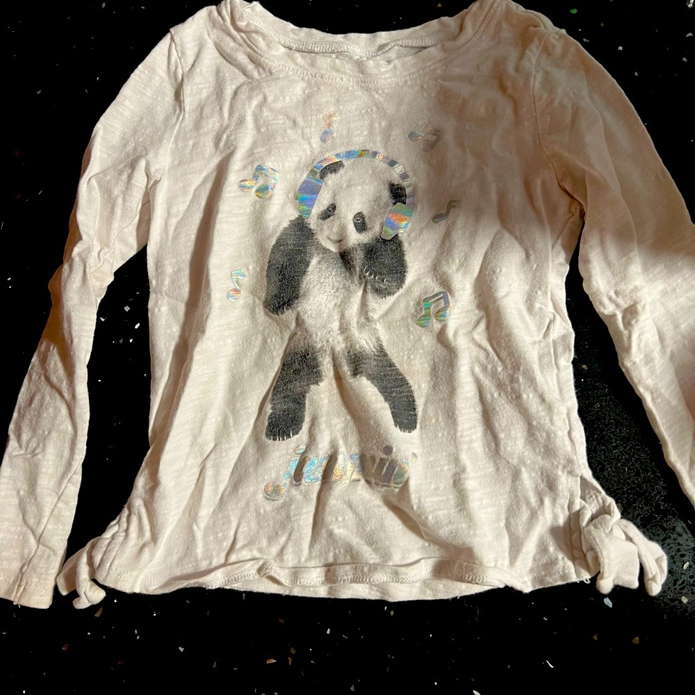 Oshkosh Girls White Long-Sleeve Tee with “Jammin’” Panda 🐼 Graphic 5T